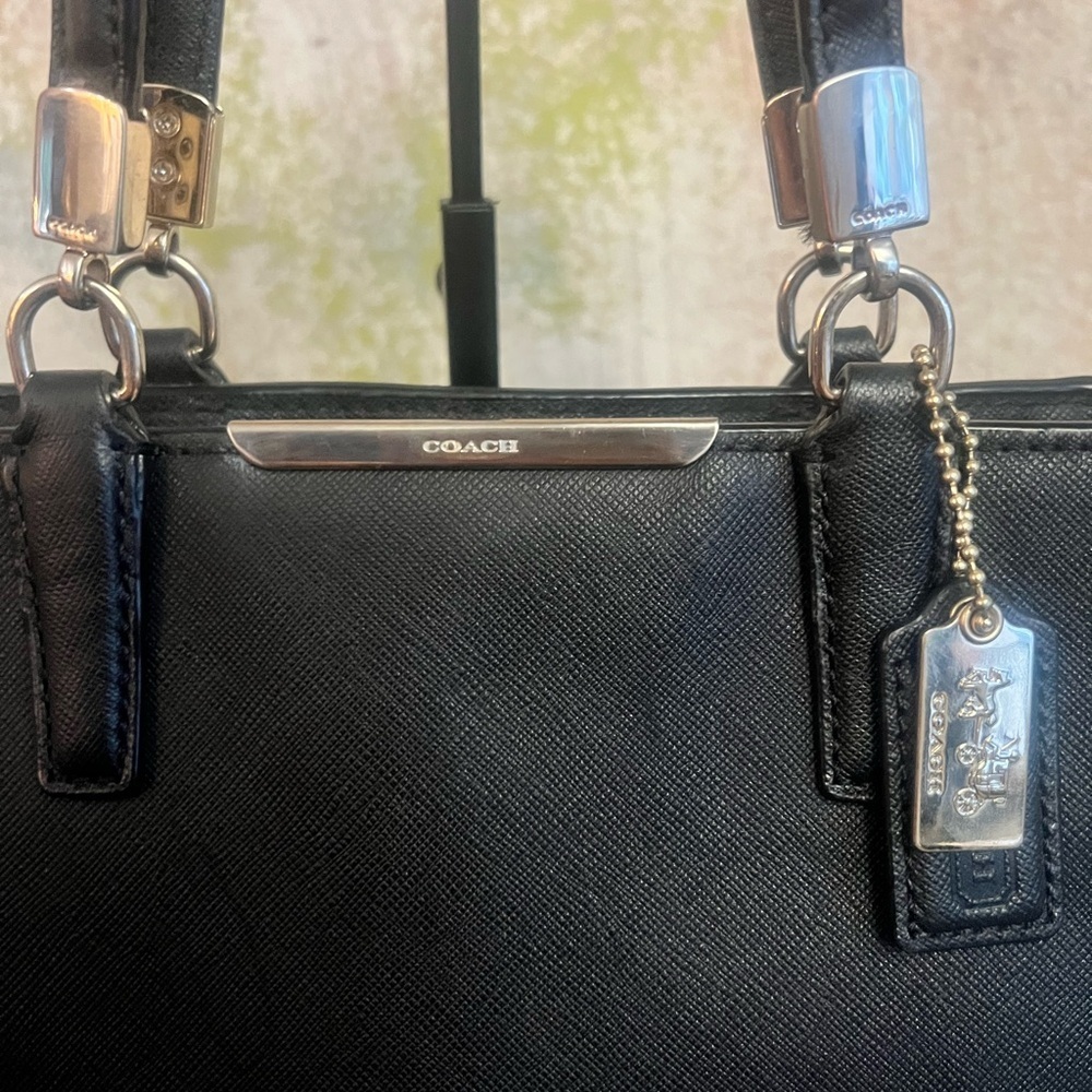 Coach Black Madison Saffiano Leather Mini Tote Bag - Picture 7 of 13